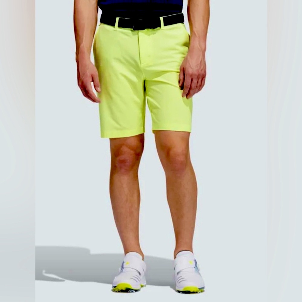adidas Golf Lightweight Flat Front Neon Lime WaterRepellent Shorts Men's Size 36